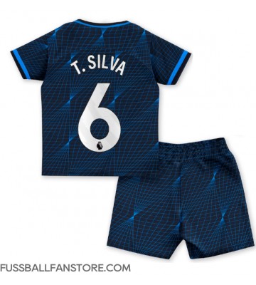 Chelsea Thiago Silva #6 Replik Auswärtstrikot Kinder 2023-24 Kurzarm (+ Kurze Hosen)